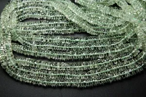 15 Inches Strands, Super Finest, Natural Green Amethyst Smooth Polished Button, 4-4.5mm Large