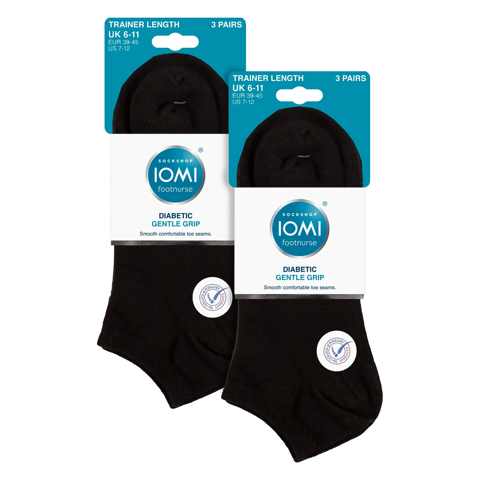 6 Pack Mens Diabetic Trainer Socks | Cushioned Foot Wide Ankle Socks