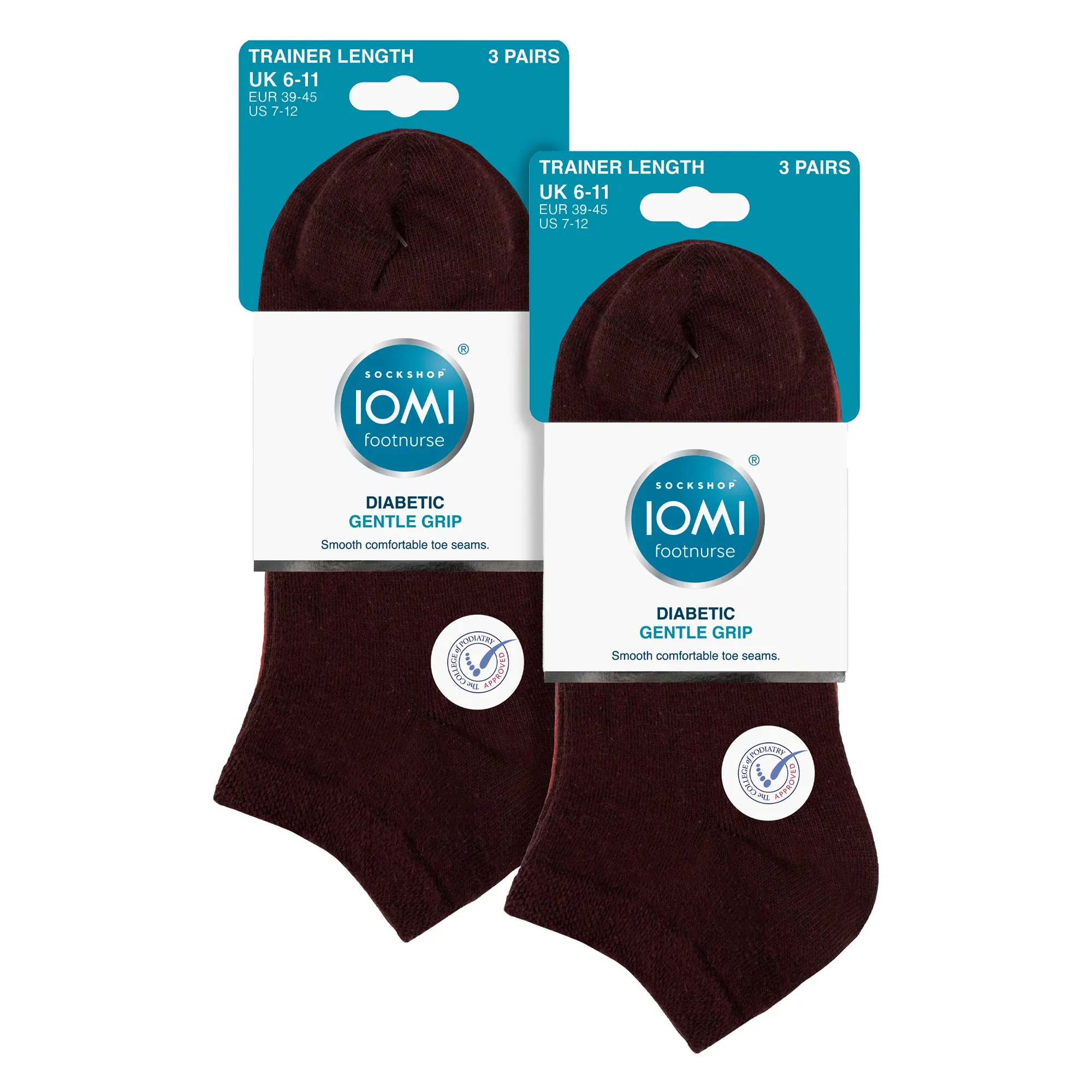 6 Pack Mens Diabetic Trainer Socks | Cushioned Foot Wide Ankle Socks