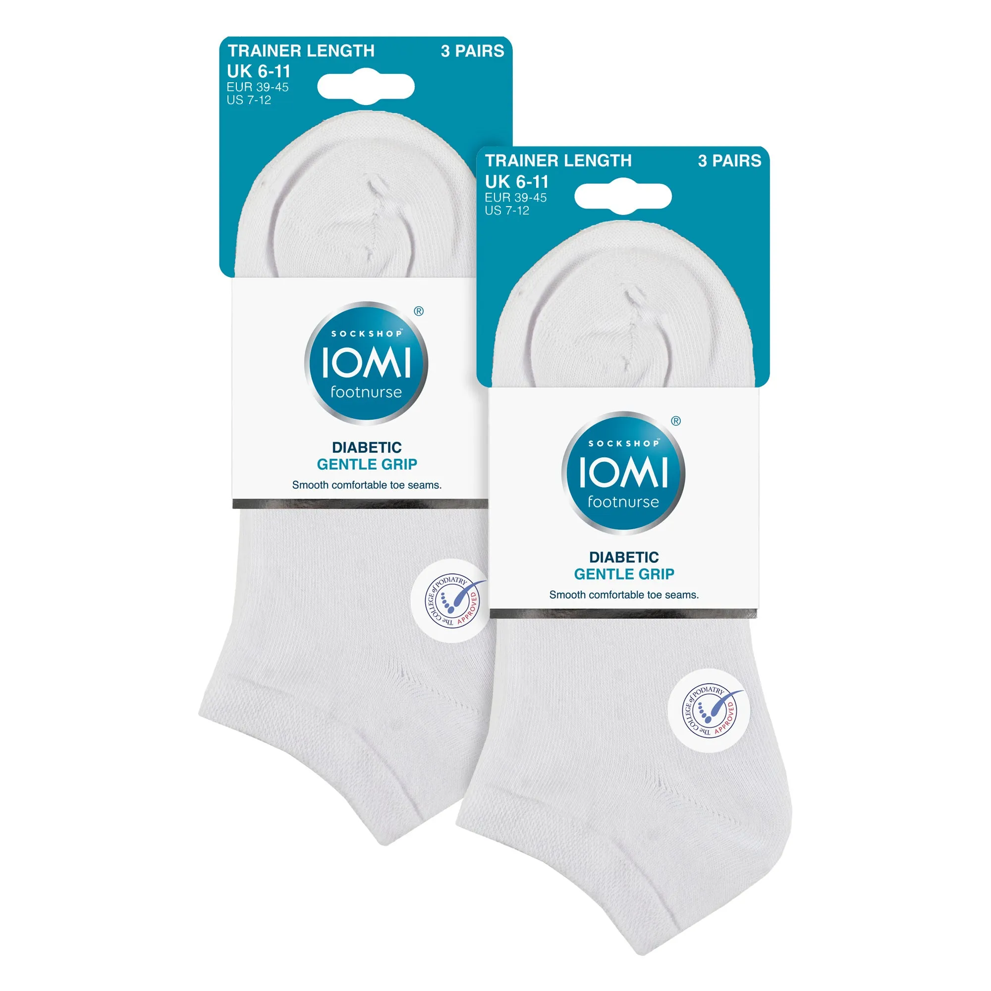 6 Pack Mens Diabetic Trainer Socks | Cushioned Foot Wide Ankle Socks