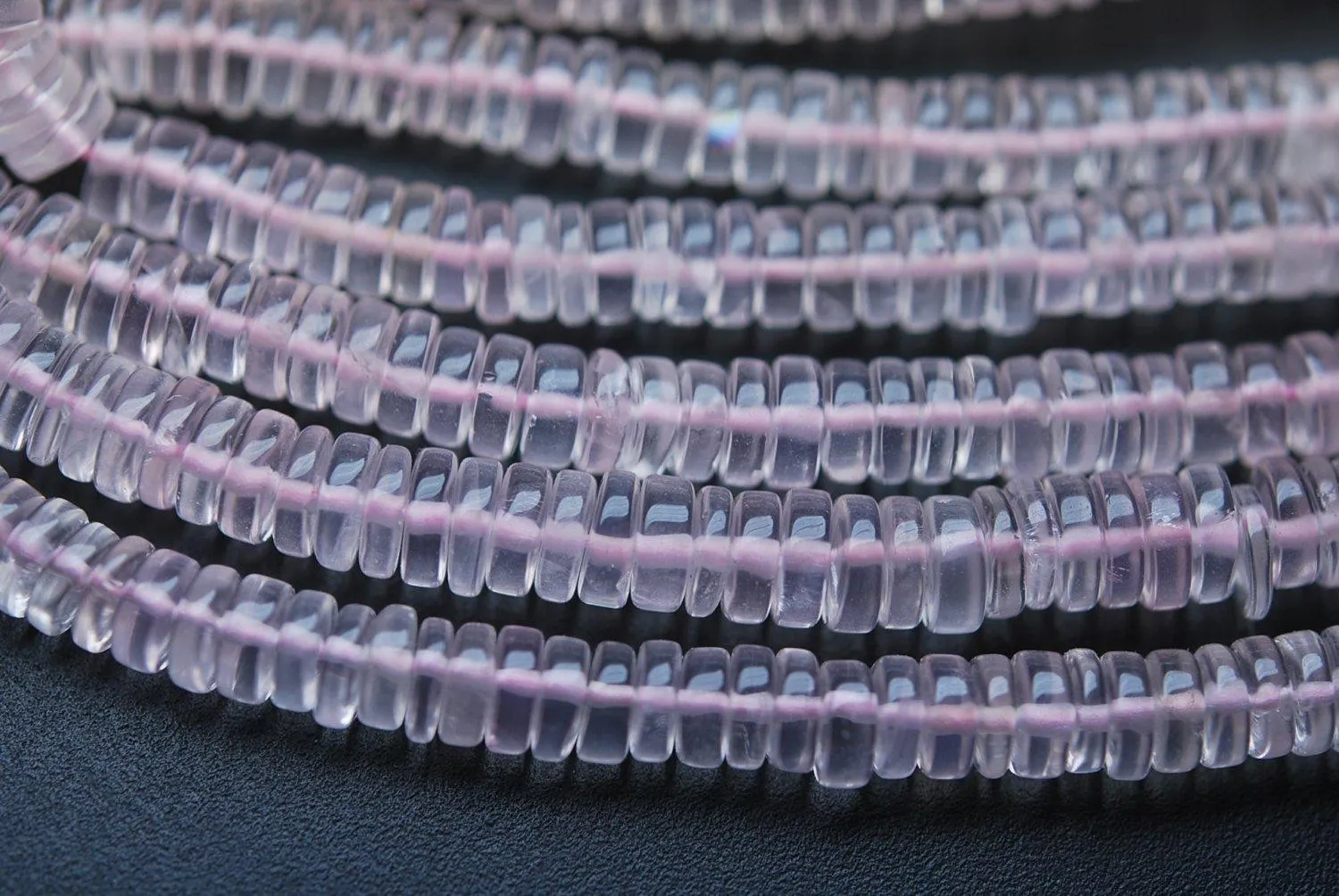 8 Inches Strands, Super Finest, Rose Quartz Smooth Polished Button, 4mm Large