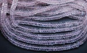 8 Inches Strands, Super Finest, Rose Quartz Smooth Polished Button, 4mm Large