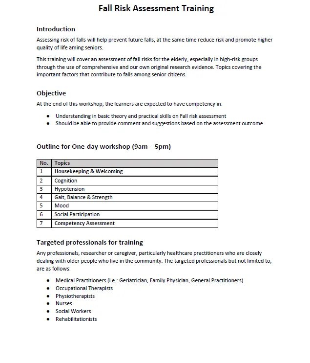 ACT4Health Falls Risk Assessment Training among Senior Care Home Caregiver  (19 June 2025)