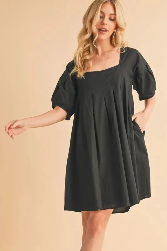 Aemi   Co Square Neck Babydoll Dress with Pockets