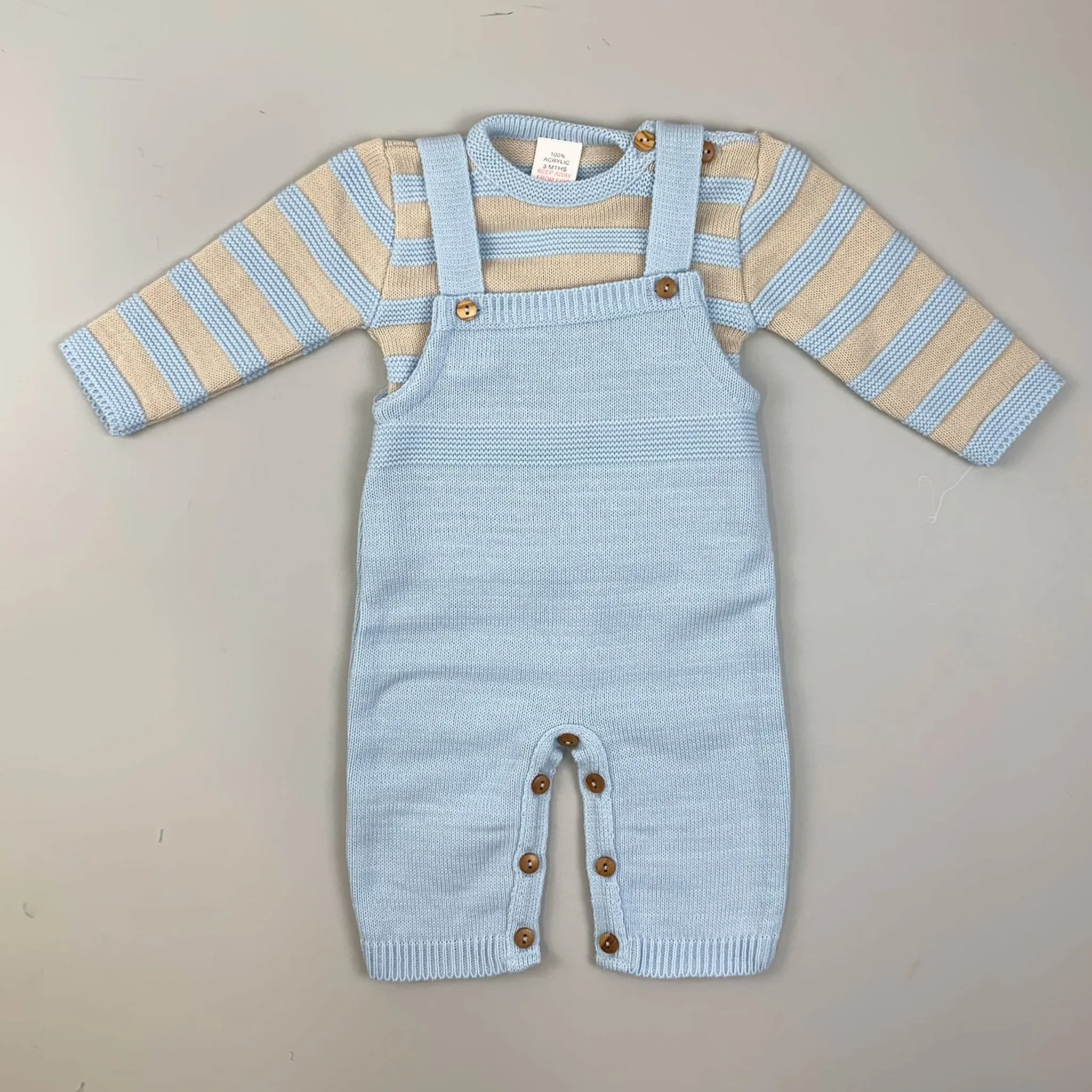 Baby Boy Dungarees & Knitted Top - Blue