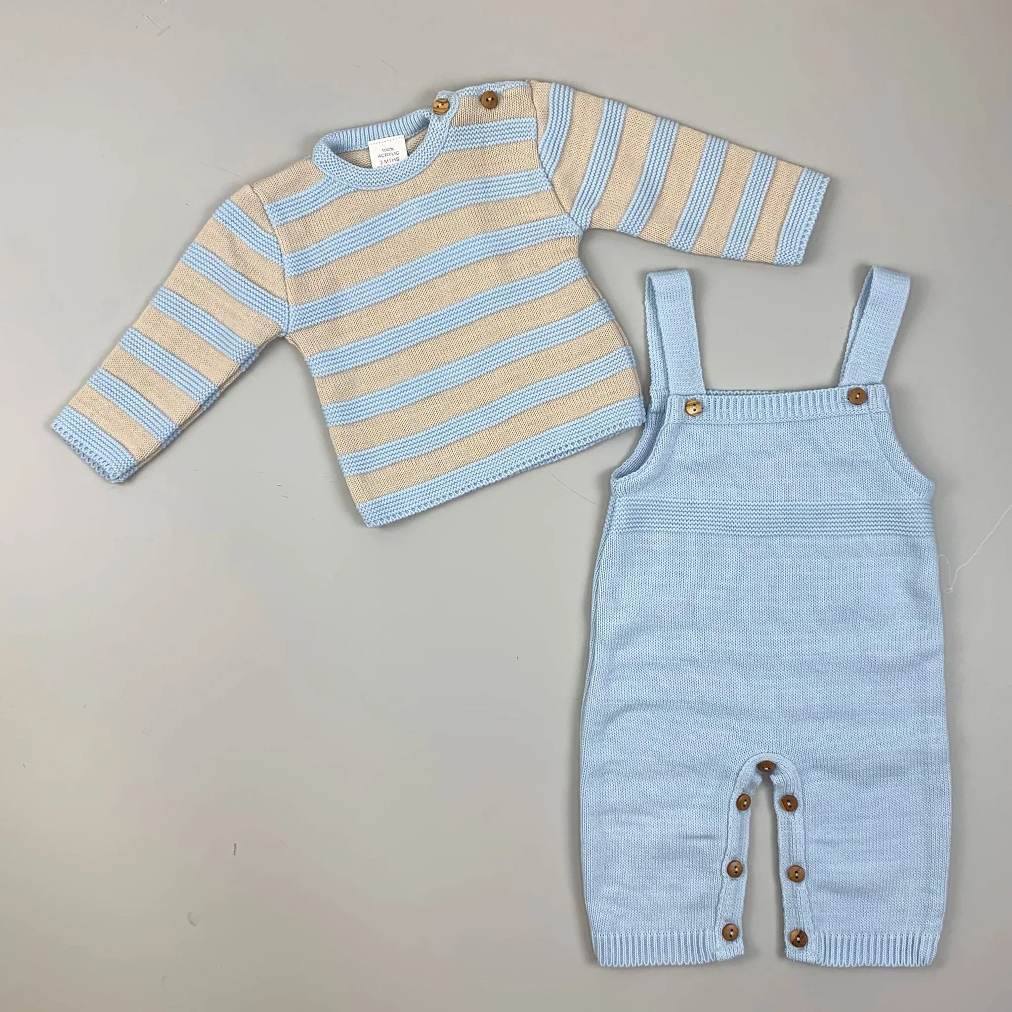 Baby Boy Dungarees & Knitted Top - Blue