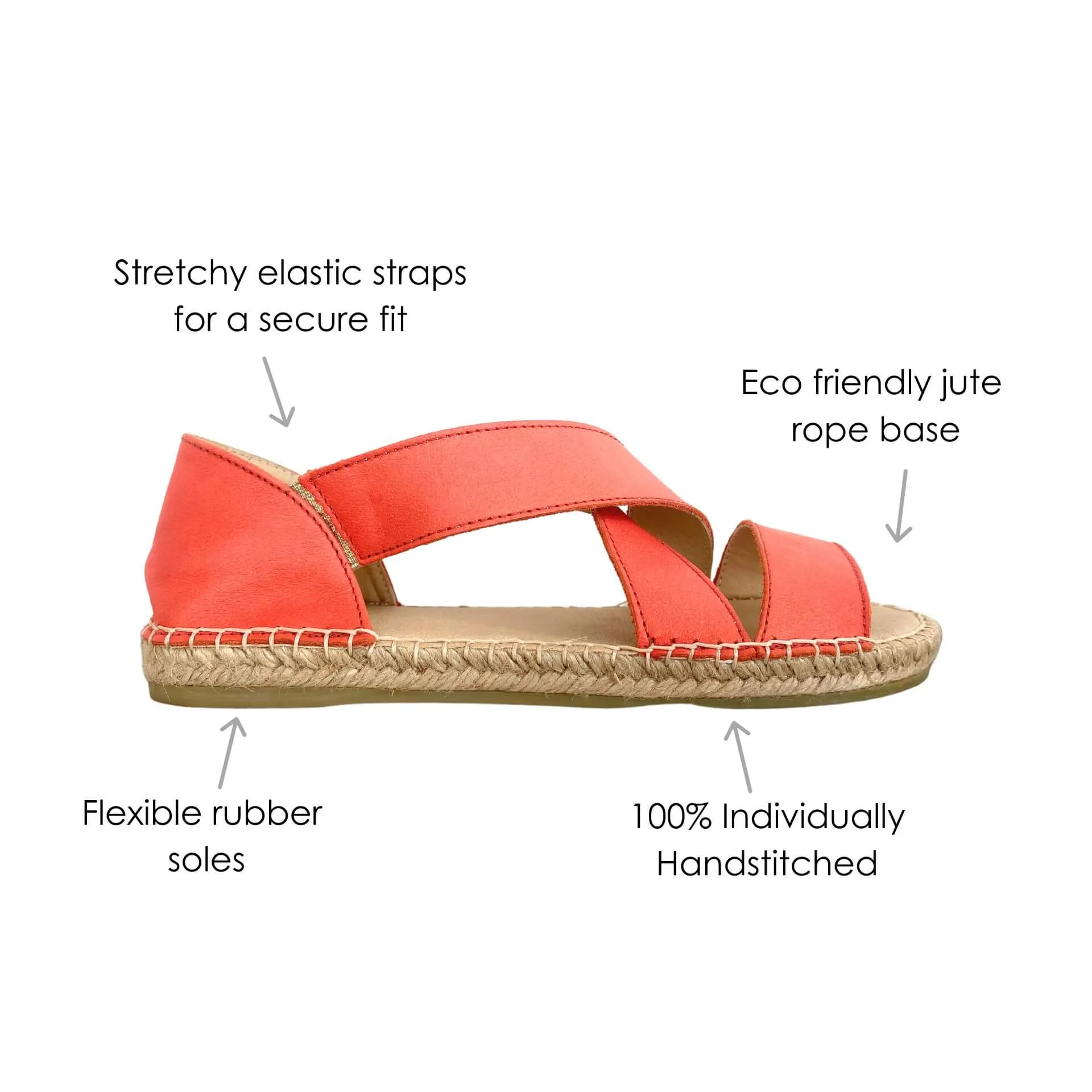 Beach Espadrille in Coral Leather