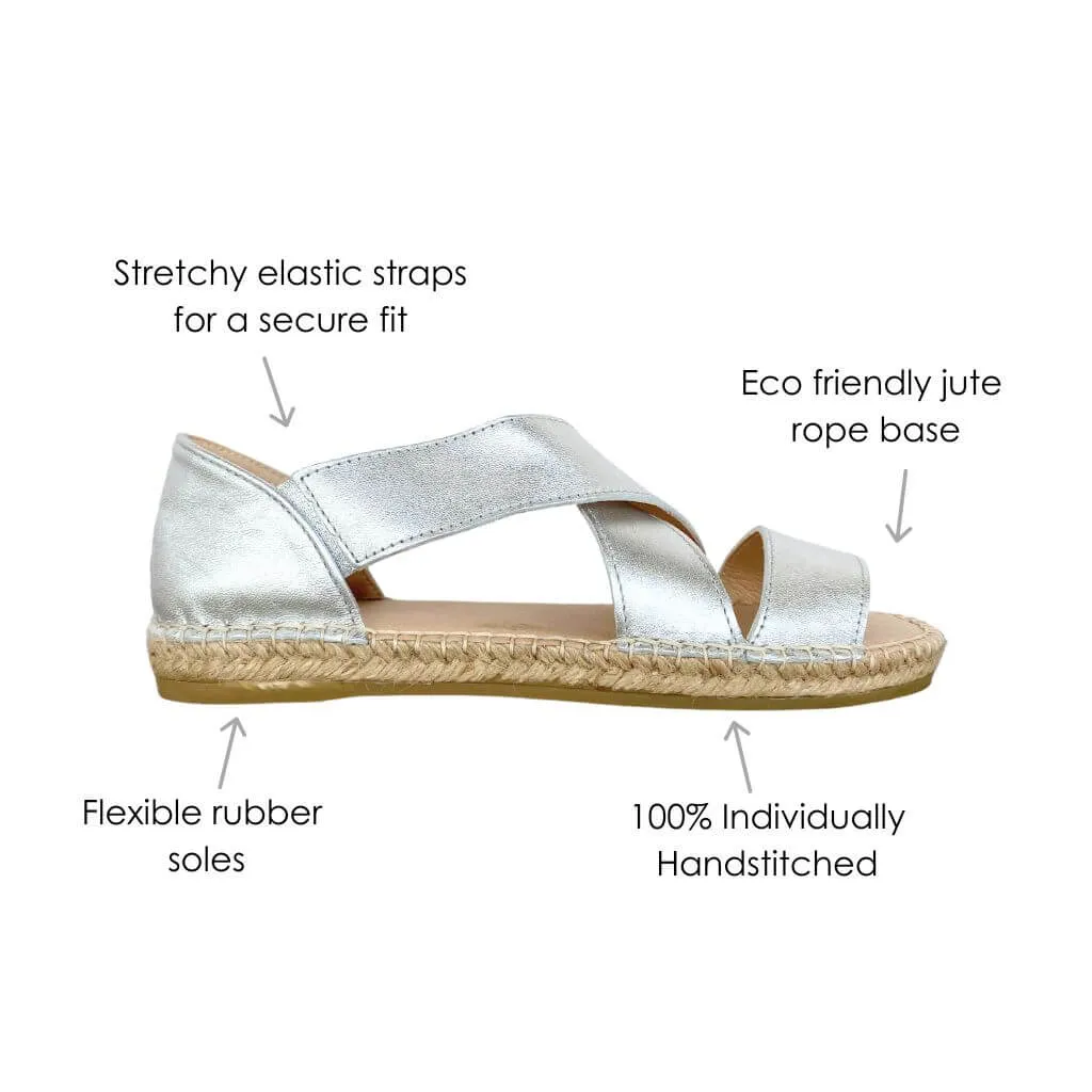 Beach Espadrille in Metallic Silver