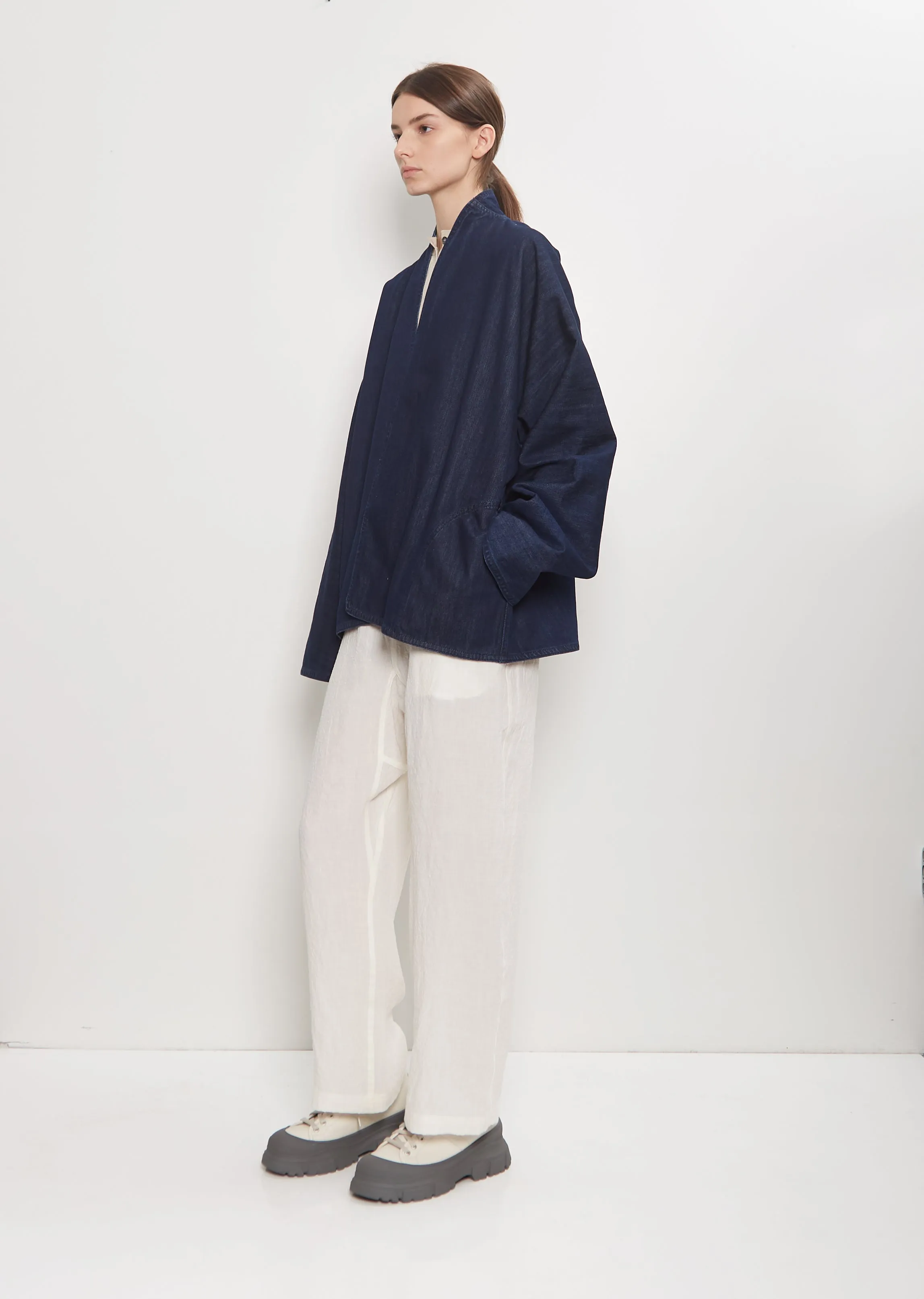 Cairo Washed Denim Kimono Jacket — Blue