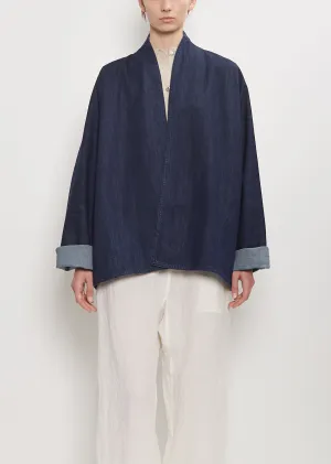 Cairo Washed Denim Kimono Jacket — Blue