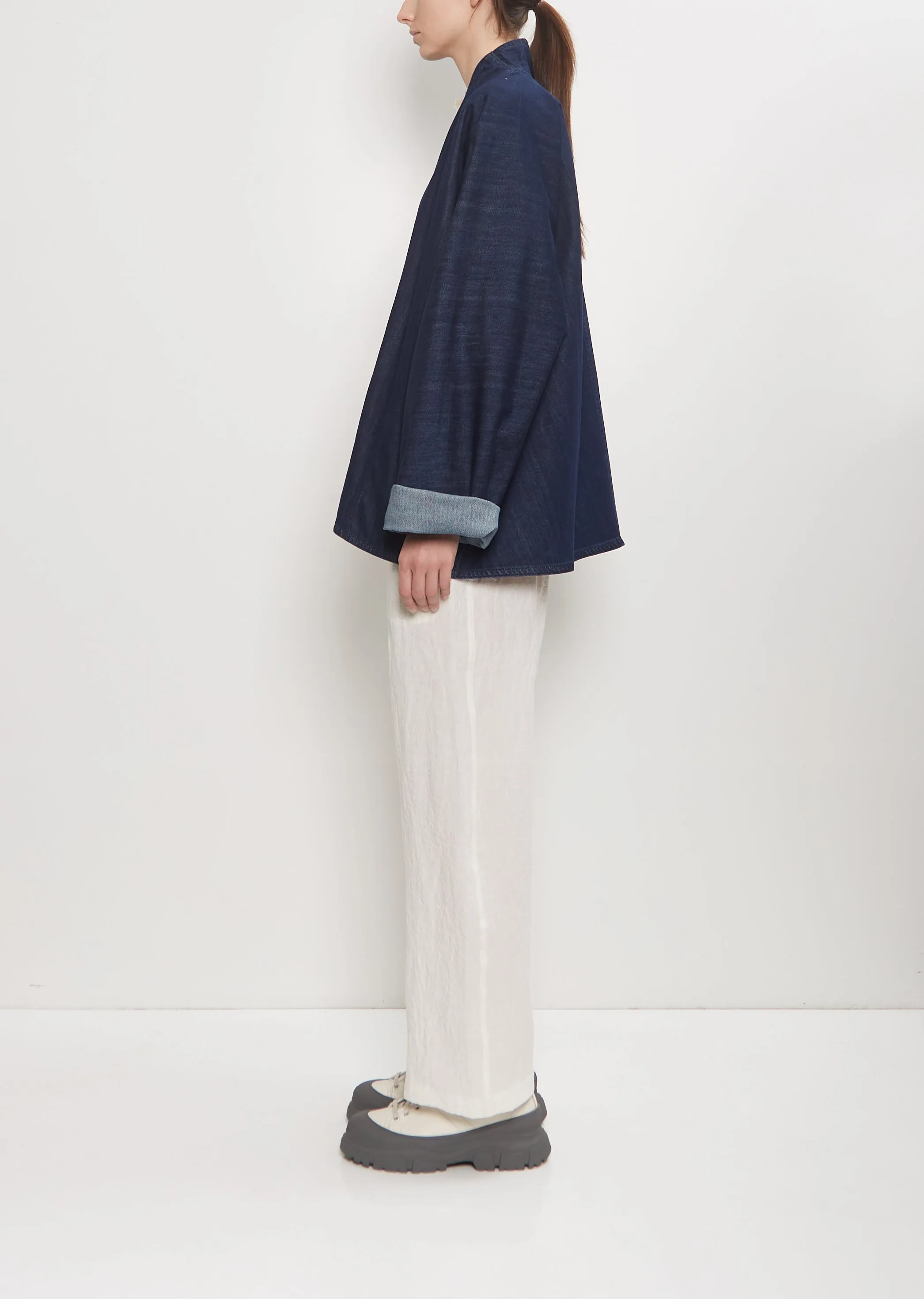 Cairo Washed Denim Kimono Jacket — Blue