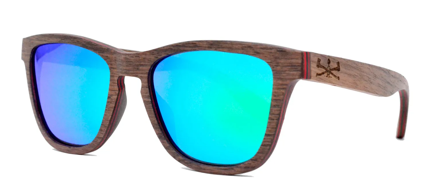 Camber Series / Walnut Wood Sunglasses / Blue Polarized Lenses