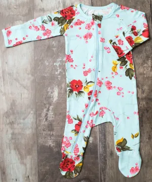 Cherry Blossoms Blue Footie