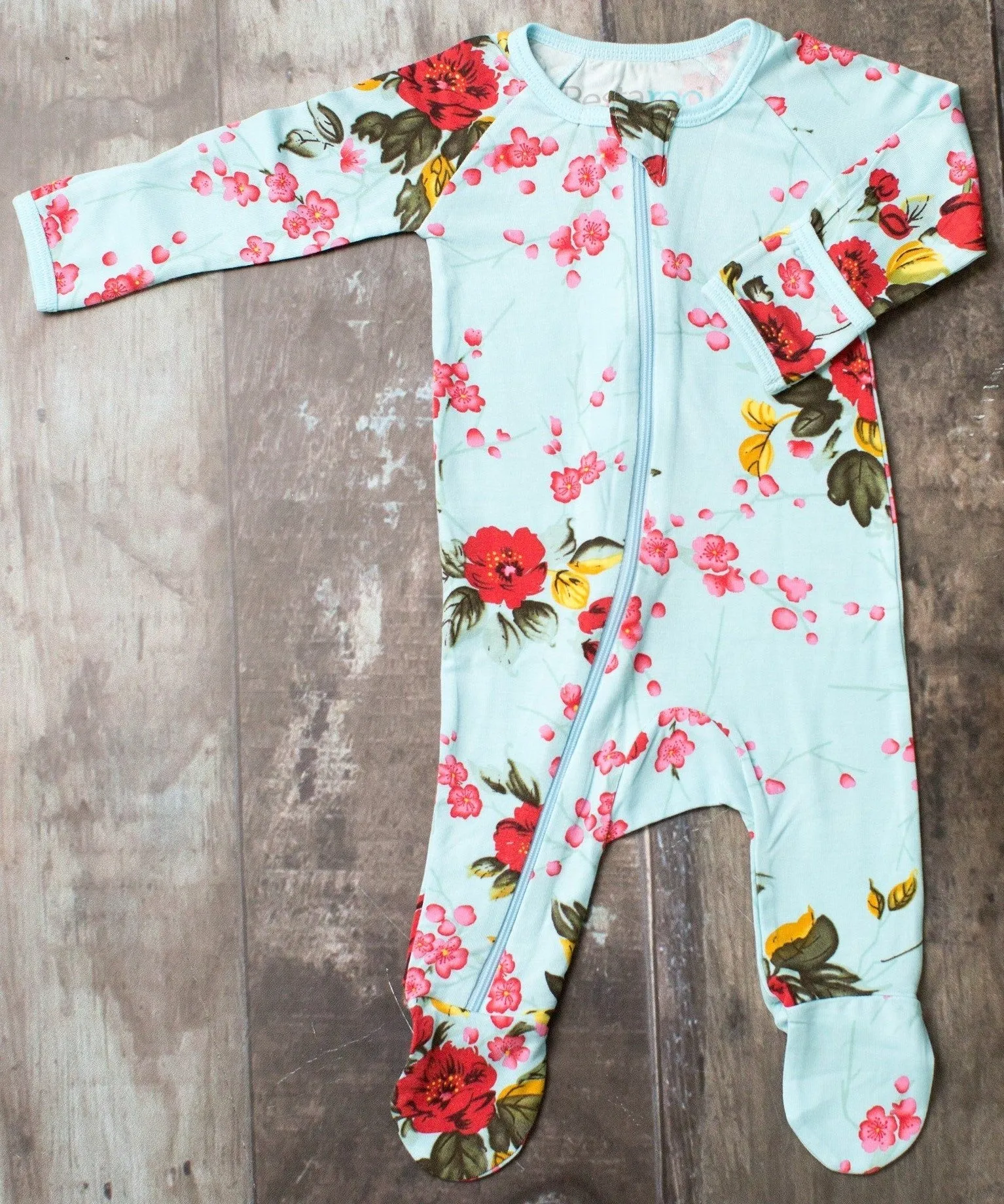 Cherry Blossoms Blue Footie