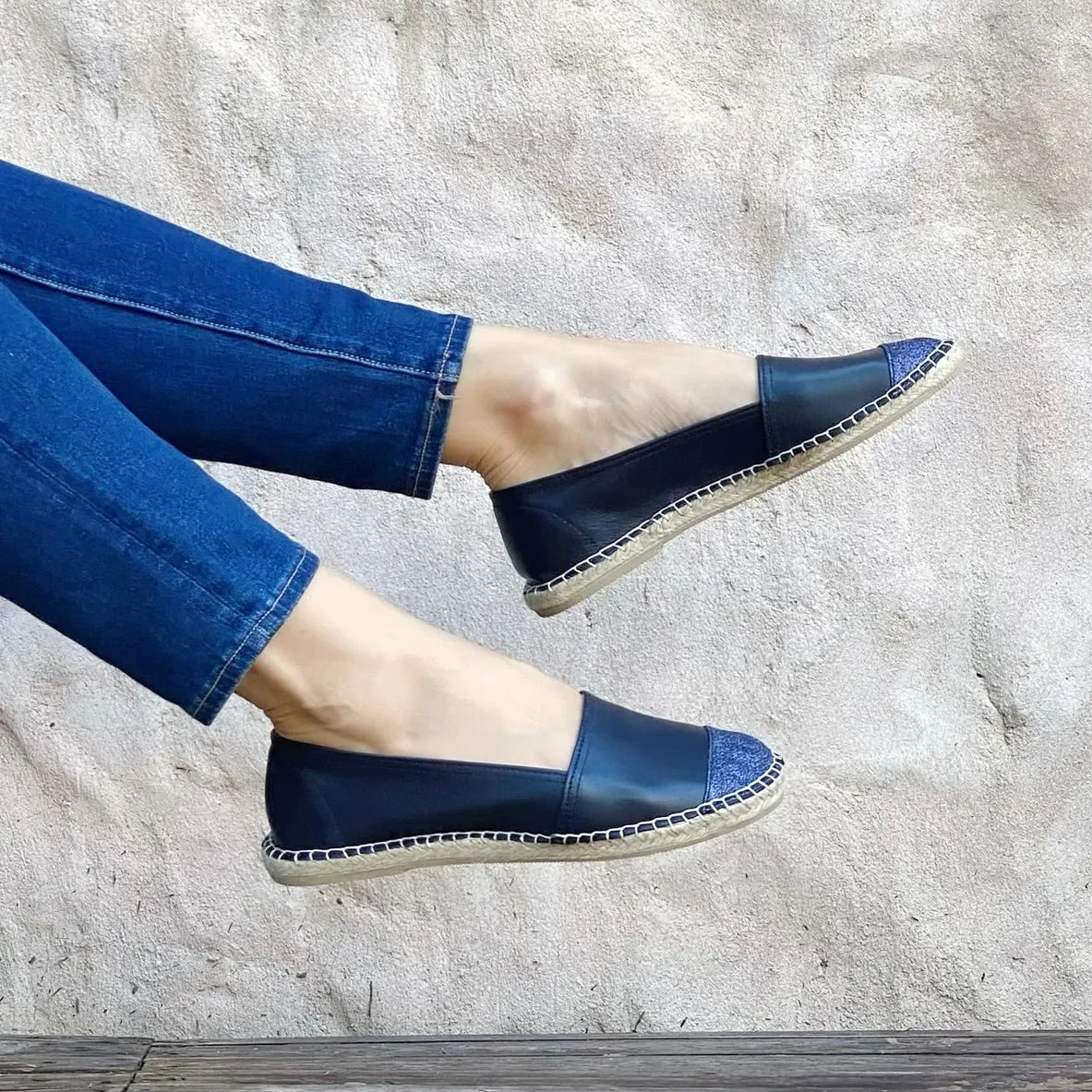 Classic Espadrille in Navy Glitter