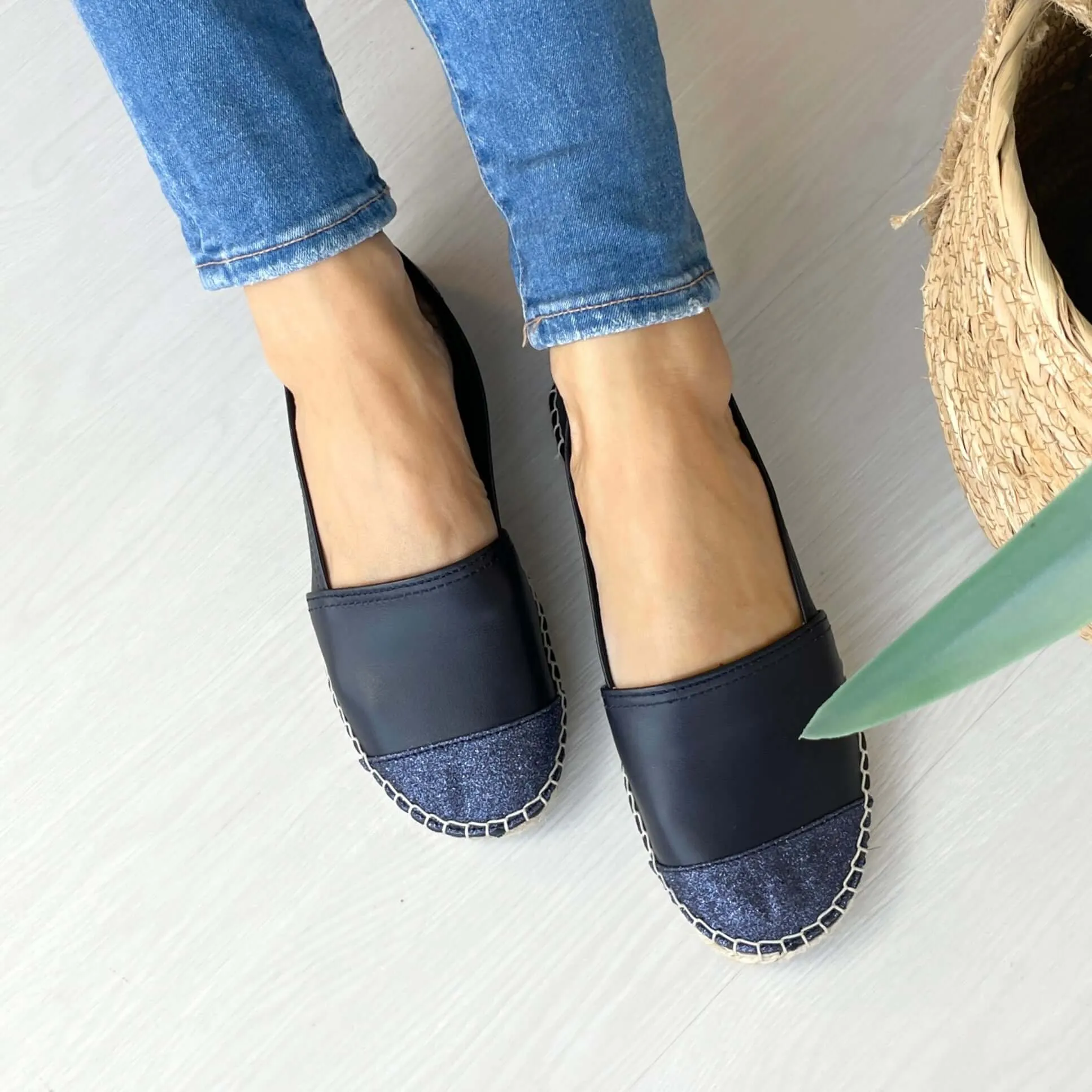 Classic Espadrille in Navy Glitter