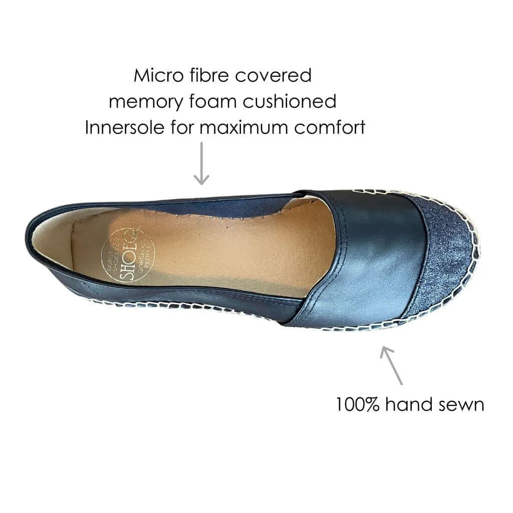 Classic Espadrille in Navy Glitter