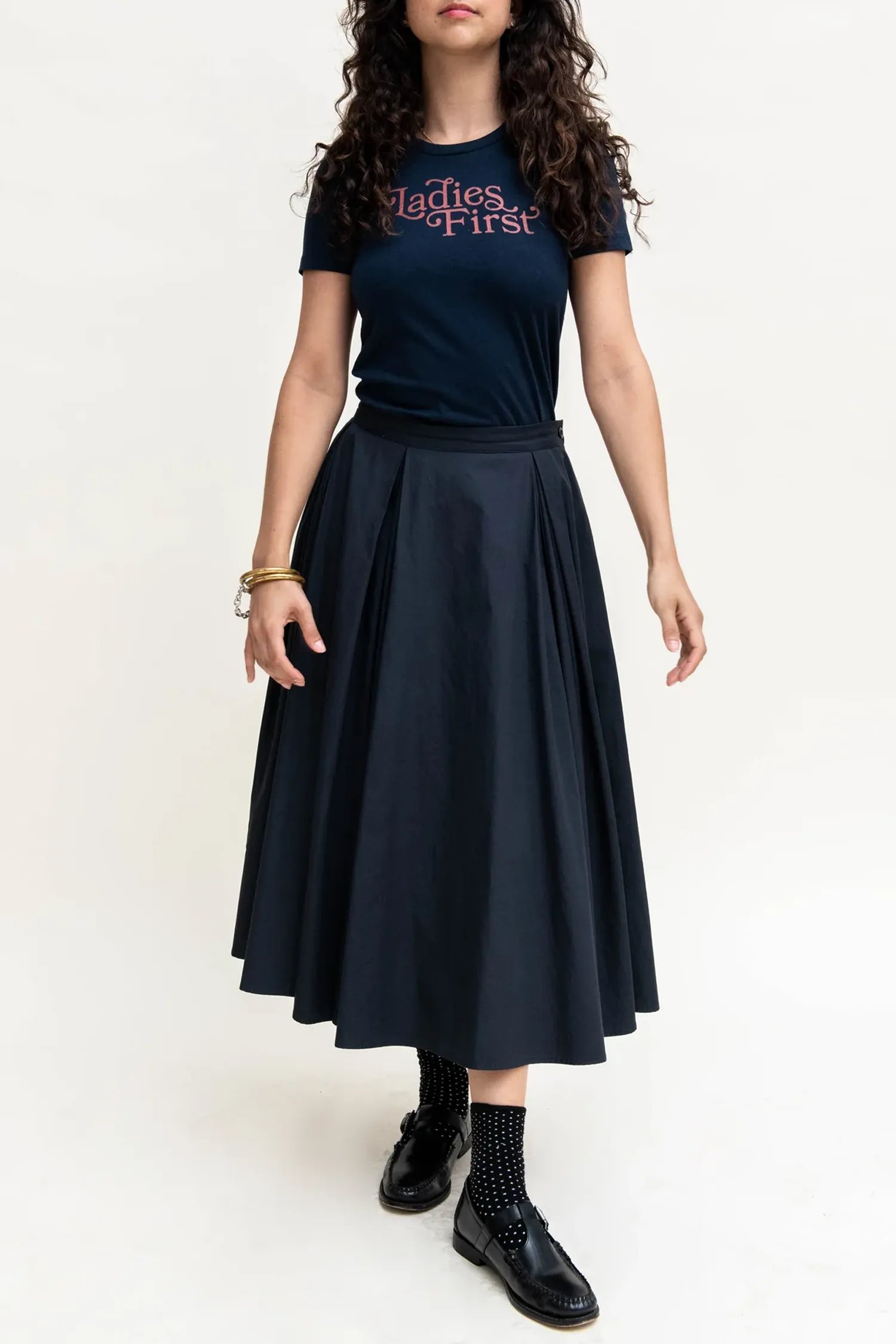 Cotton/Linen Double Pleated Skirt