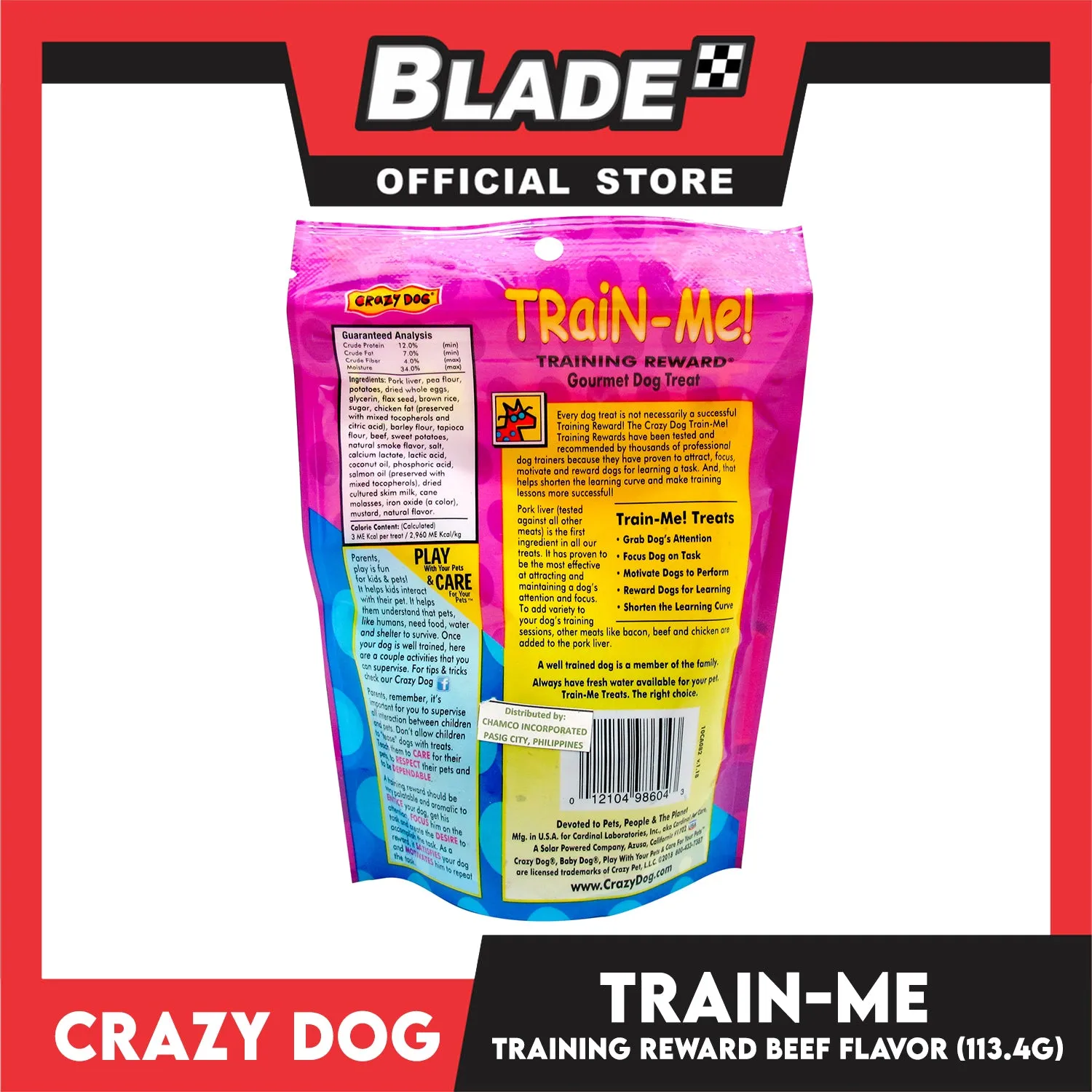 Crazy Dog Train-Me! Beef Flavor 4oz Dog Treats