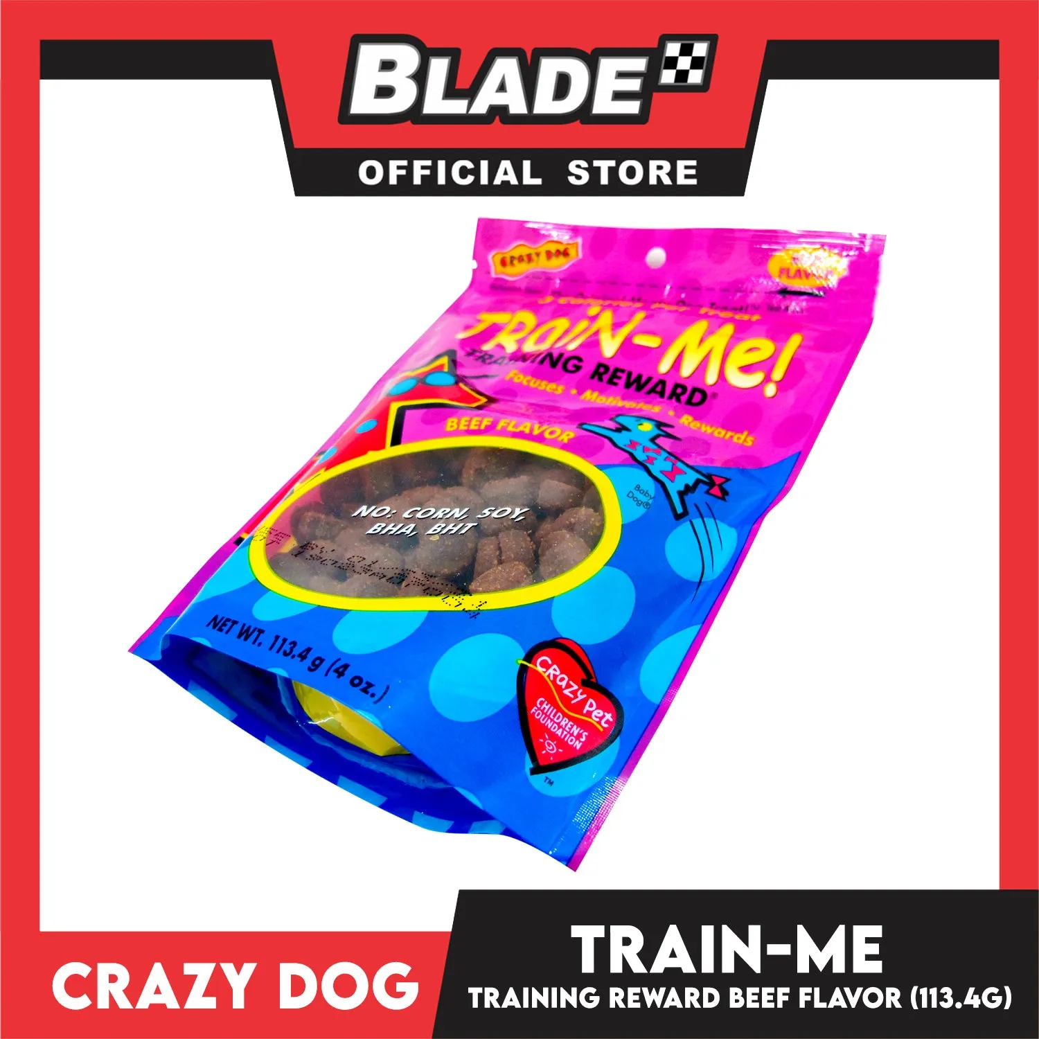 Crazy Dog Train-Me! Beef Flavor 4oz Dog Treats