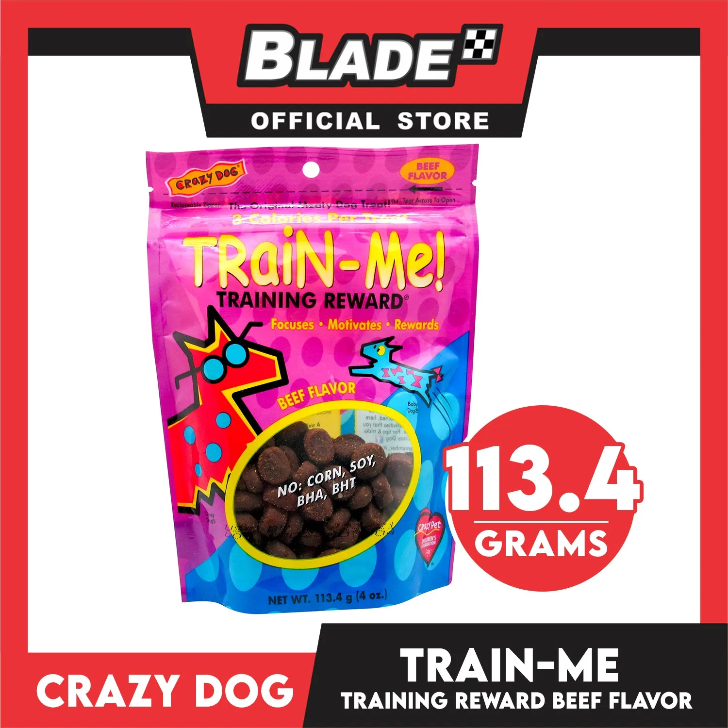 Crazy Dog Train-Me! Beef Flavor 4oz Dog Treats