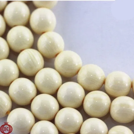 Cream Bone Beads Smooth Round