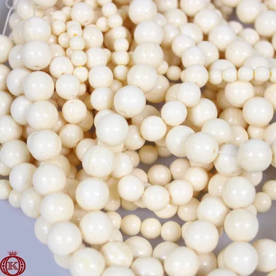 Cream Bone Beads Smooth Round