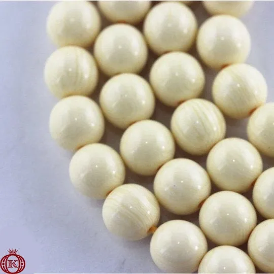 Cream Bone Beads Smooth Round