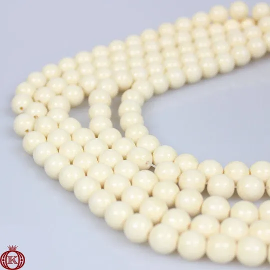 Cream Bone Beads Smooth Round