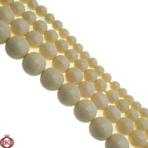 Cream Bone Beads Smooth Round