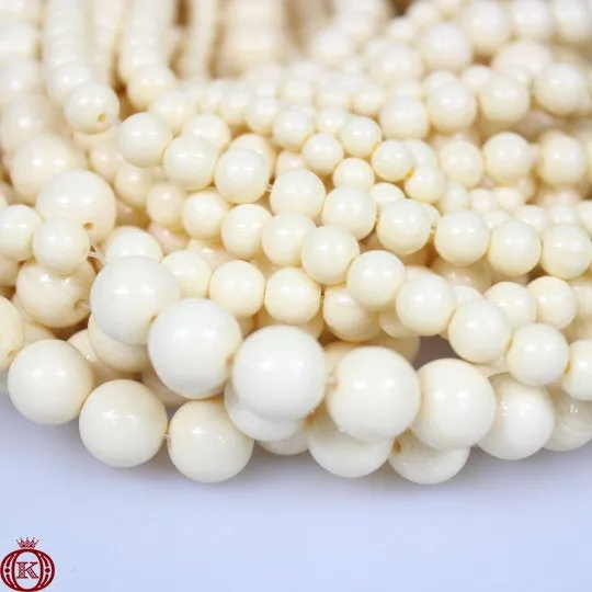 Cream Bone Beads Smooth Round
