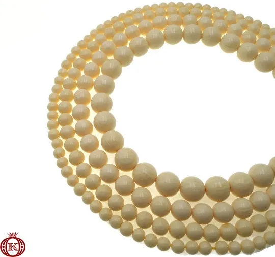 Cream Bone Beads Smooth Round