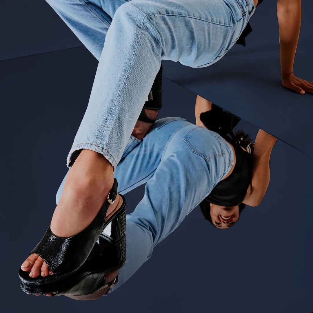 Fern - Black Shine Leather