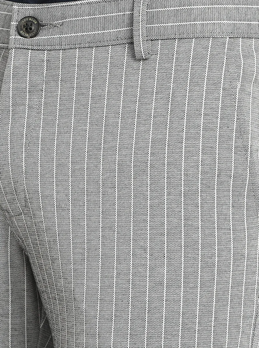 Grey Striped Venice Fit Casual Trouser | JadeBlue