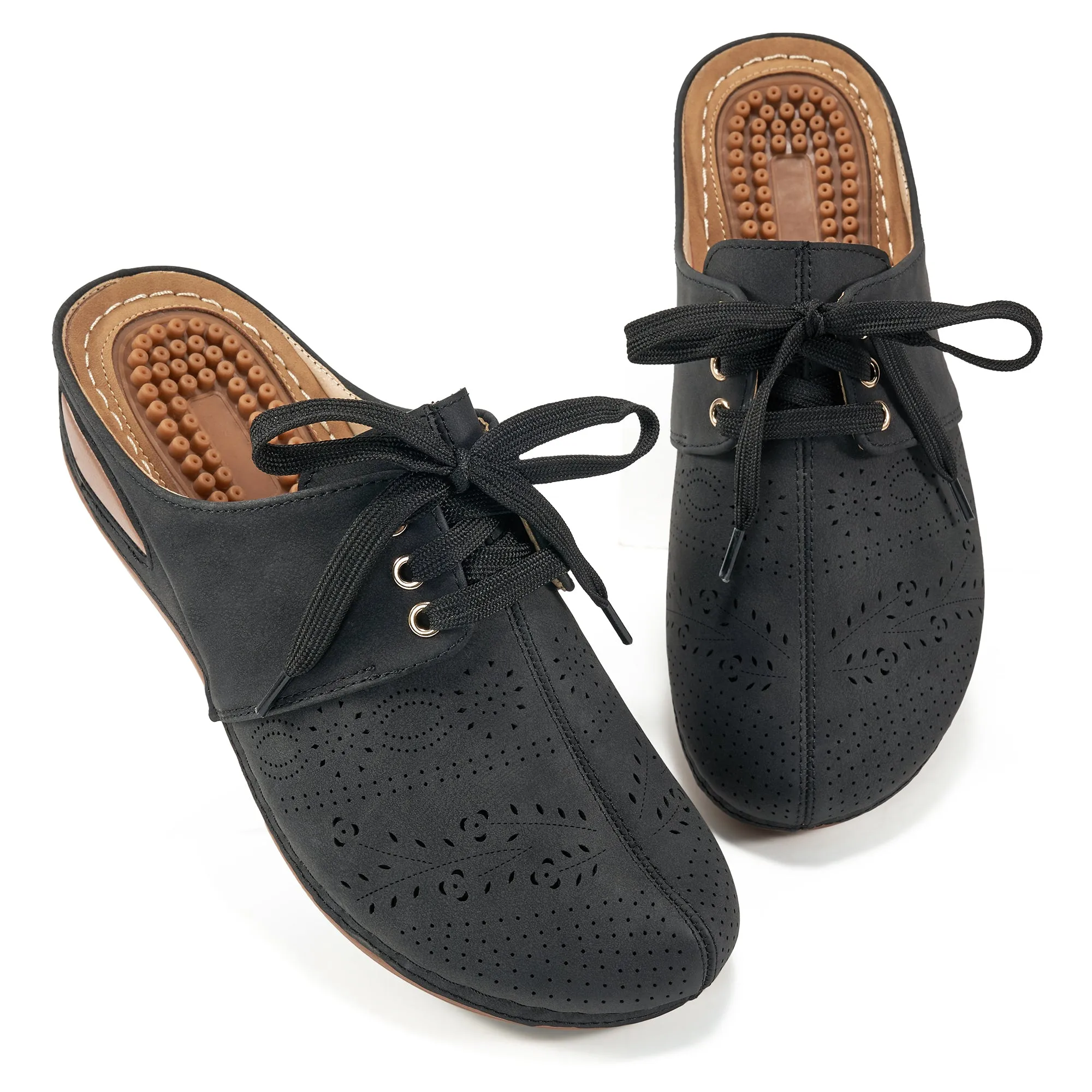 HARENC™Mules for Women Slip on Clogs Shoes Casual Summer Wedge Sandals Comfort Walking Mules