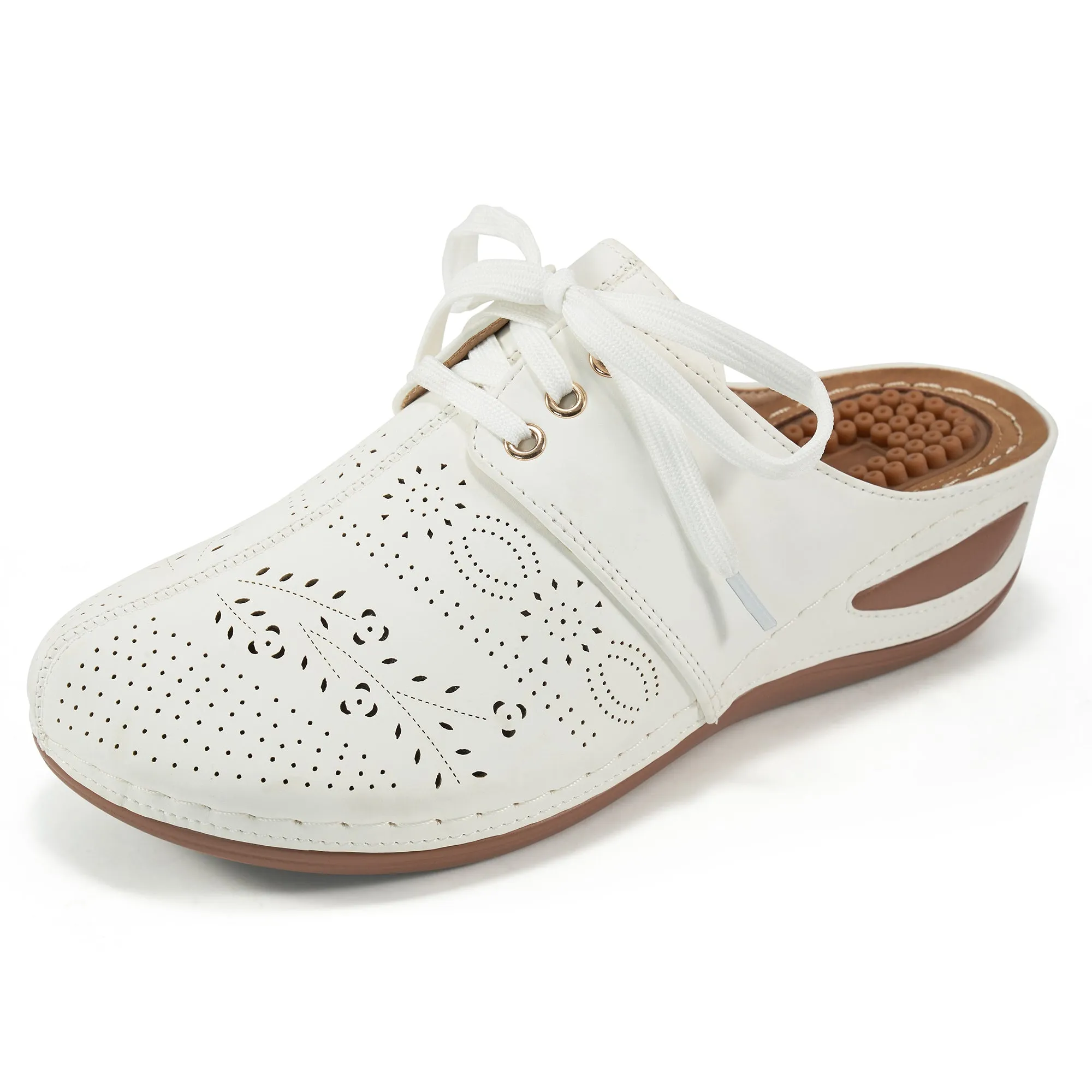 HARENC™Mules for Women Slip on Clogs Shoes Casual Summer Wedge Sandals Comfort Walking Mules