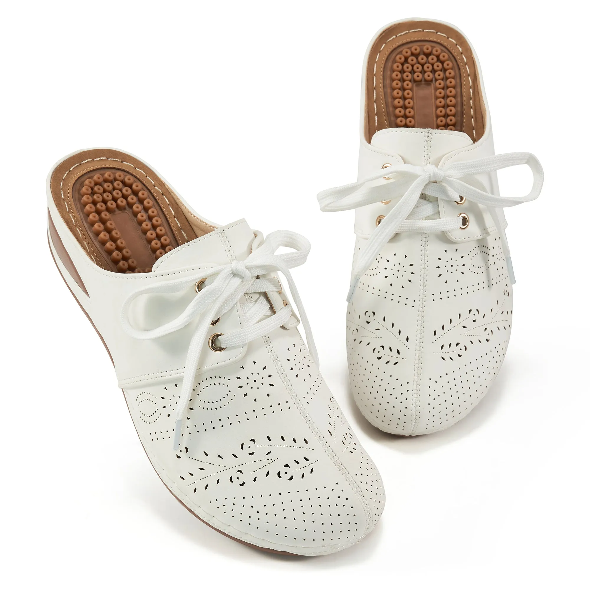 HARENC™Mules for Women Slip on Clogs Shoes Casual Summer Wedge Sandals Comfort Walking Mules