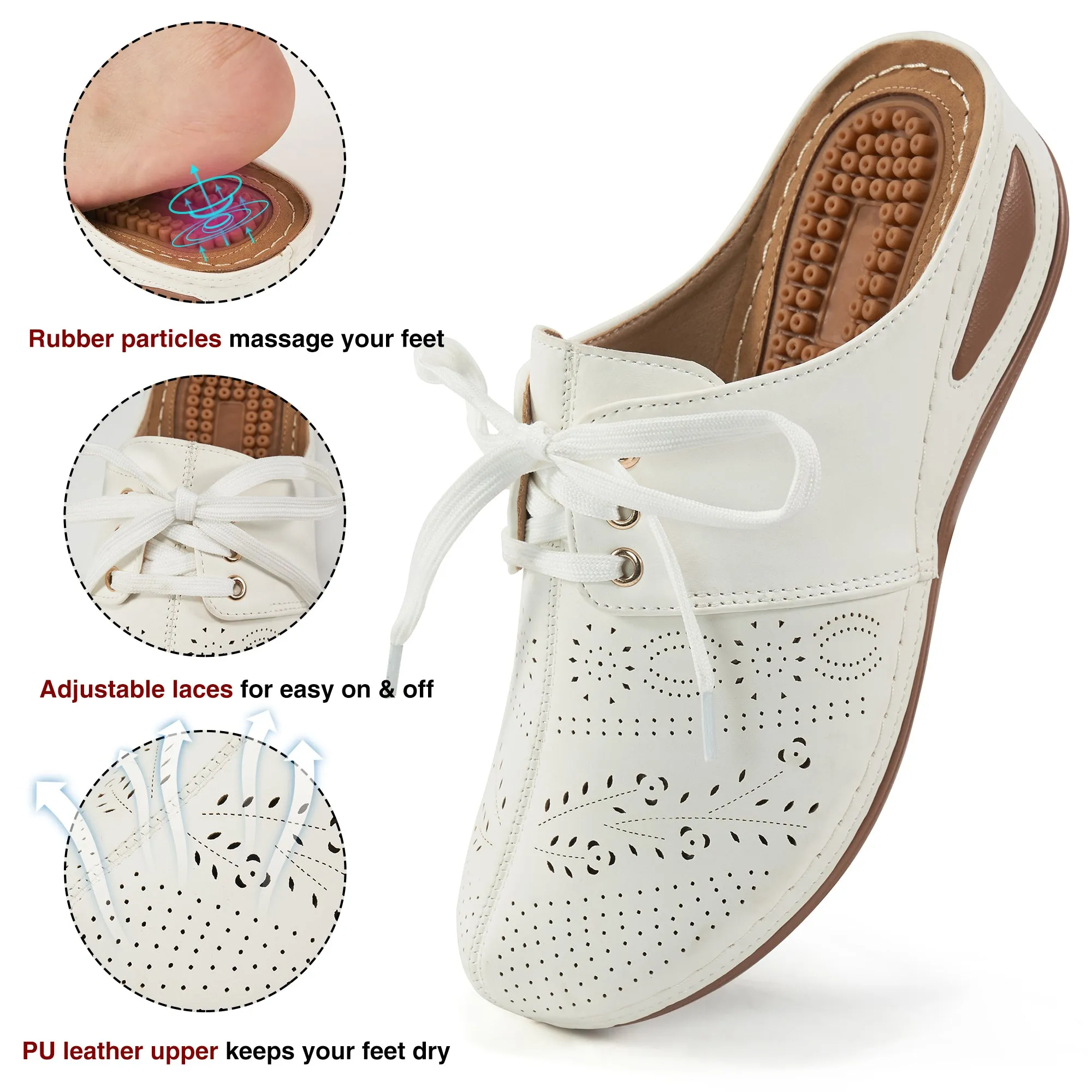 HARENC™Mules for Women Slip on Clogs Shoes Casual Summer Wedge Sandals Comfort Walking Mules