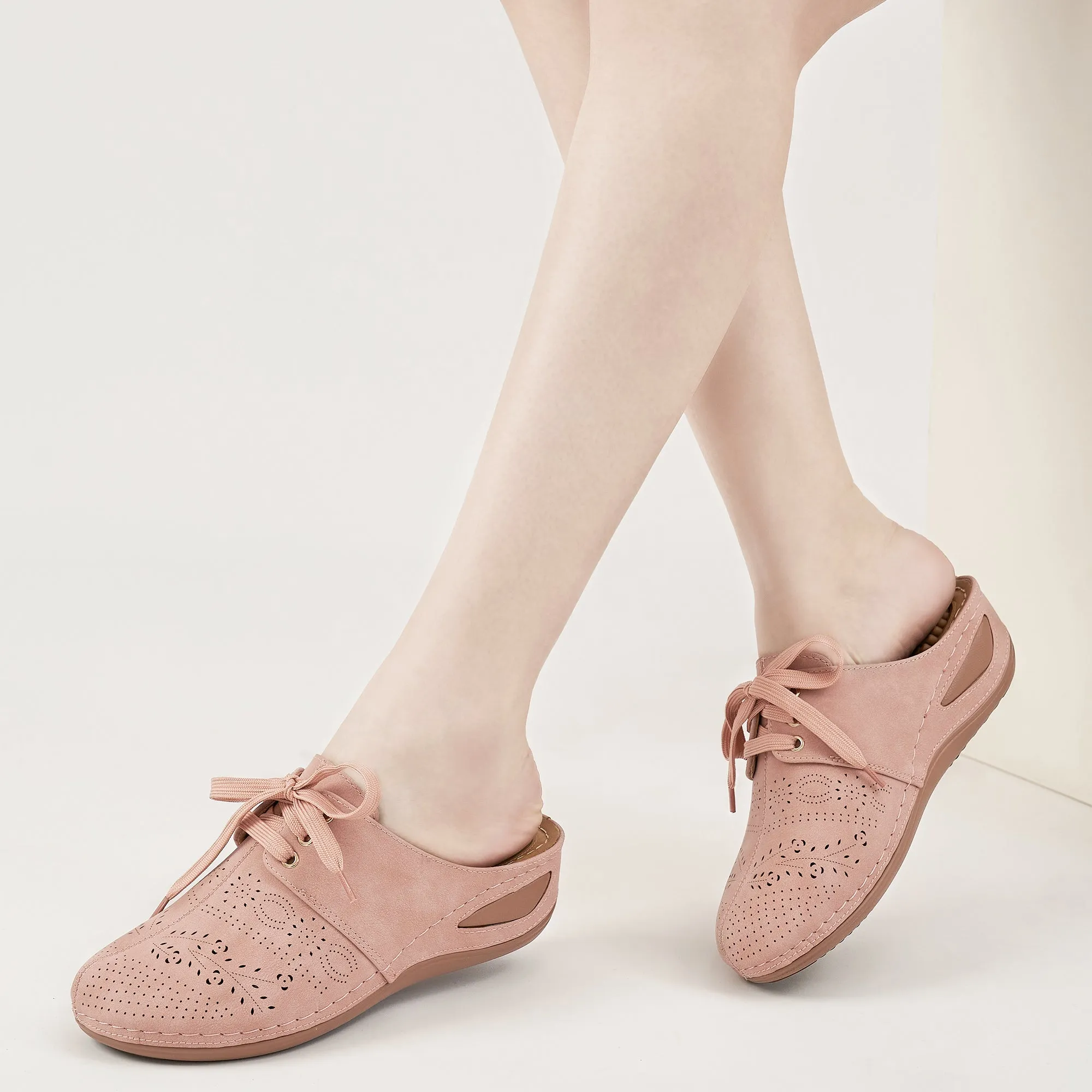 HARENC™Mules for Women Slip on Clogs Shoes Casual Summer Wedge Sandals Comfort Walking Mules