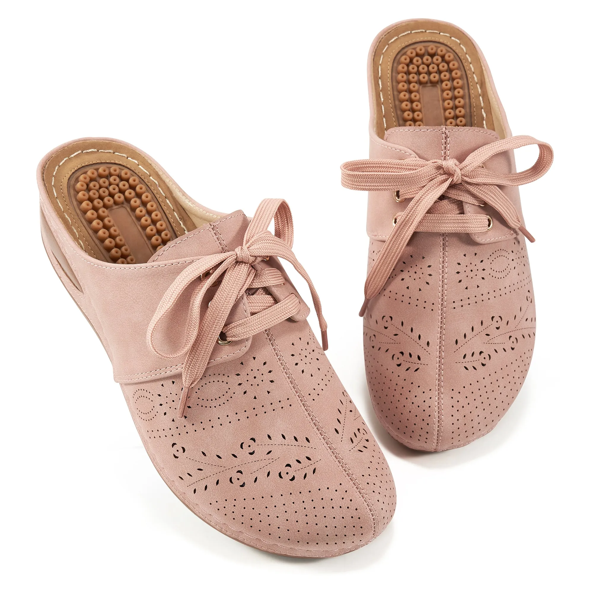 HARENC™Mules for Women Slip on Clogs Shoes Casual Summer Wedge Sandals Comfort Walking Mules