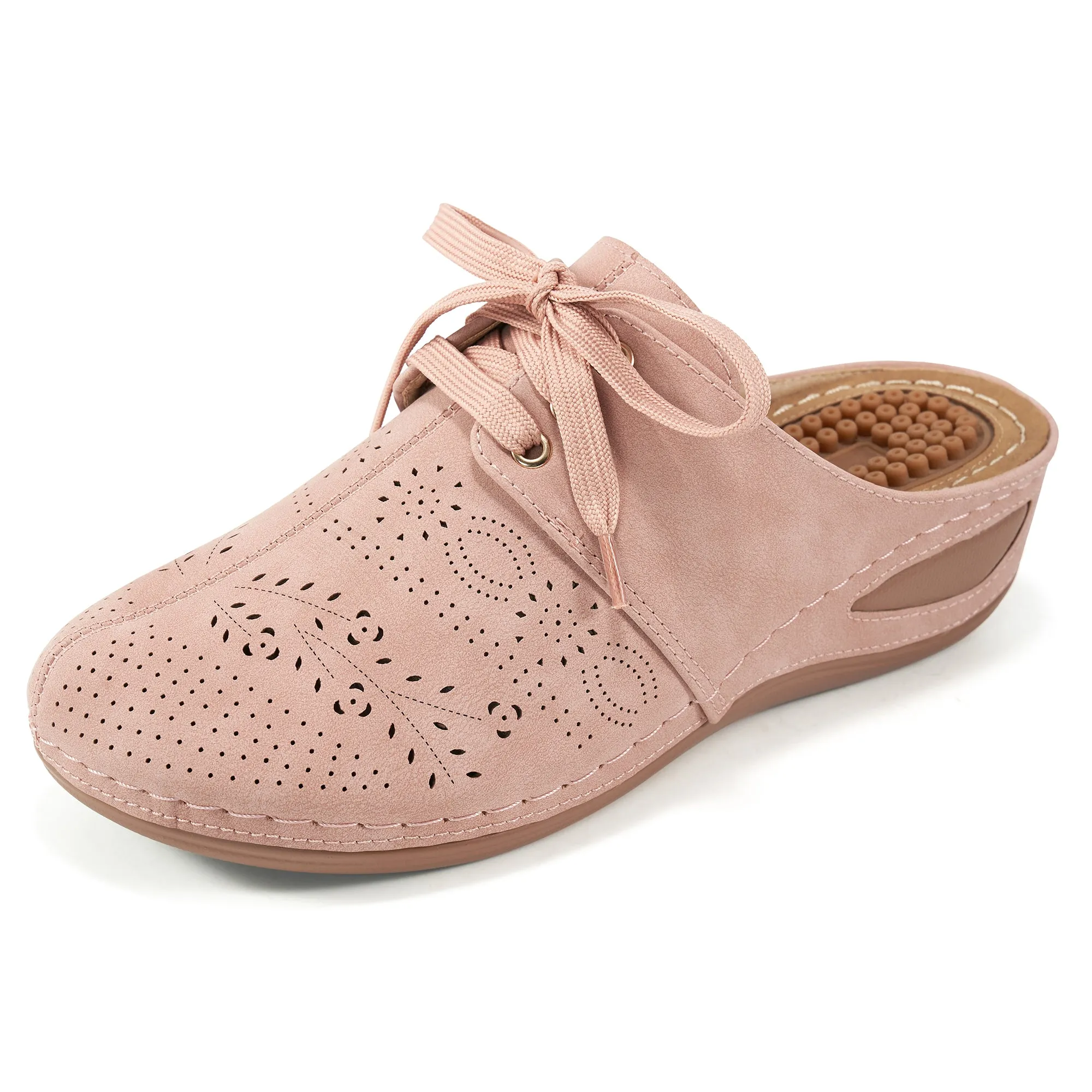 HARENC™Mules for Women Slip on Clogs Shoes Casual Summer Wedge Sandals Comfort Walking Mules
