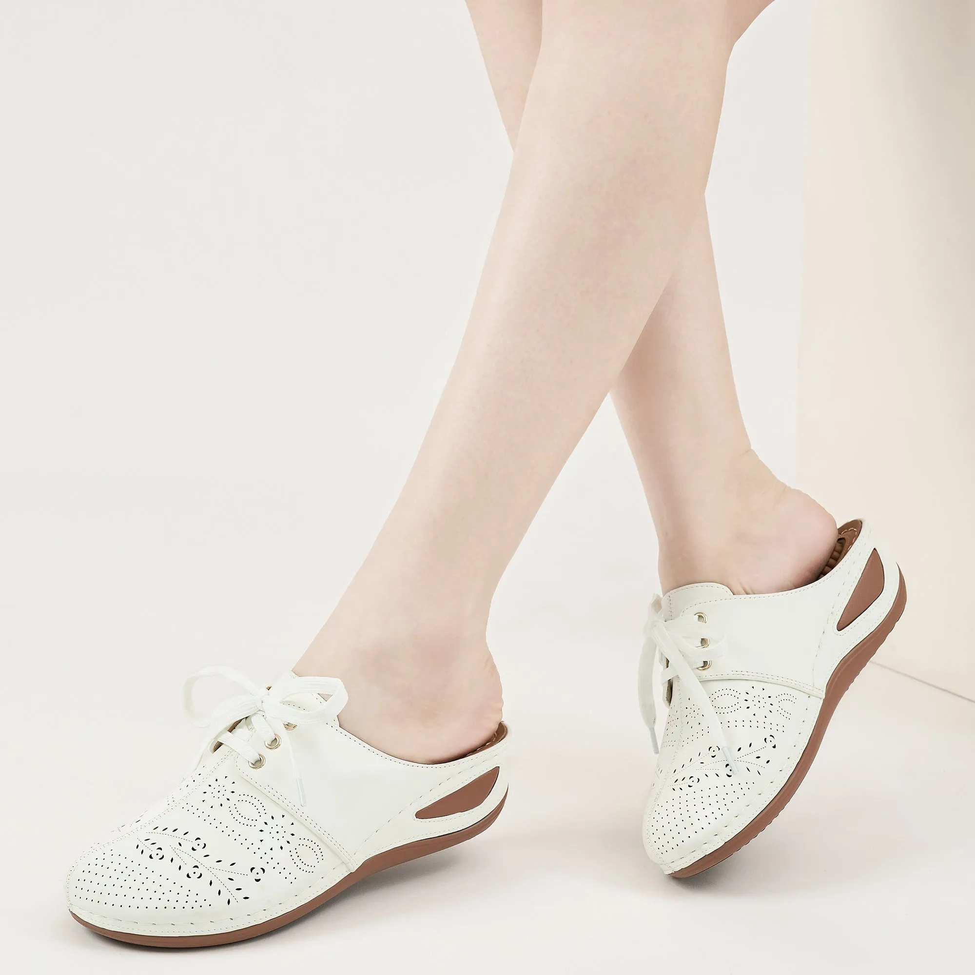 HARENC™Mules for Women Slip on Clogs Shoes Casual Summer Wedge Sandals Comfort Walking Mules