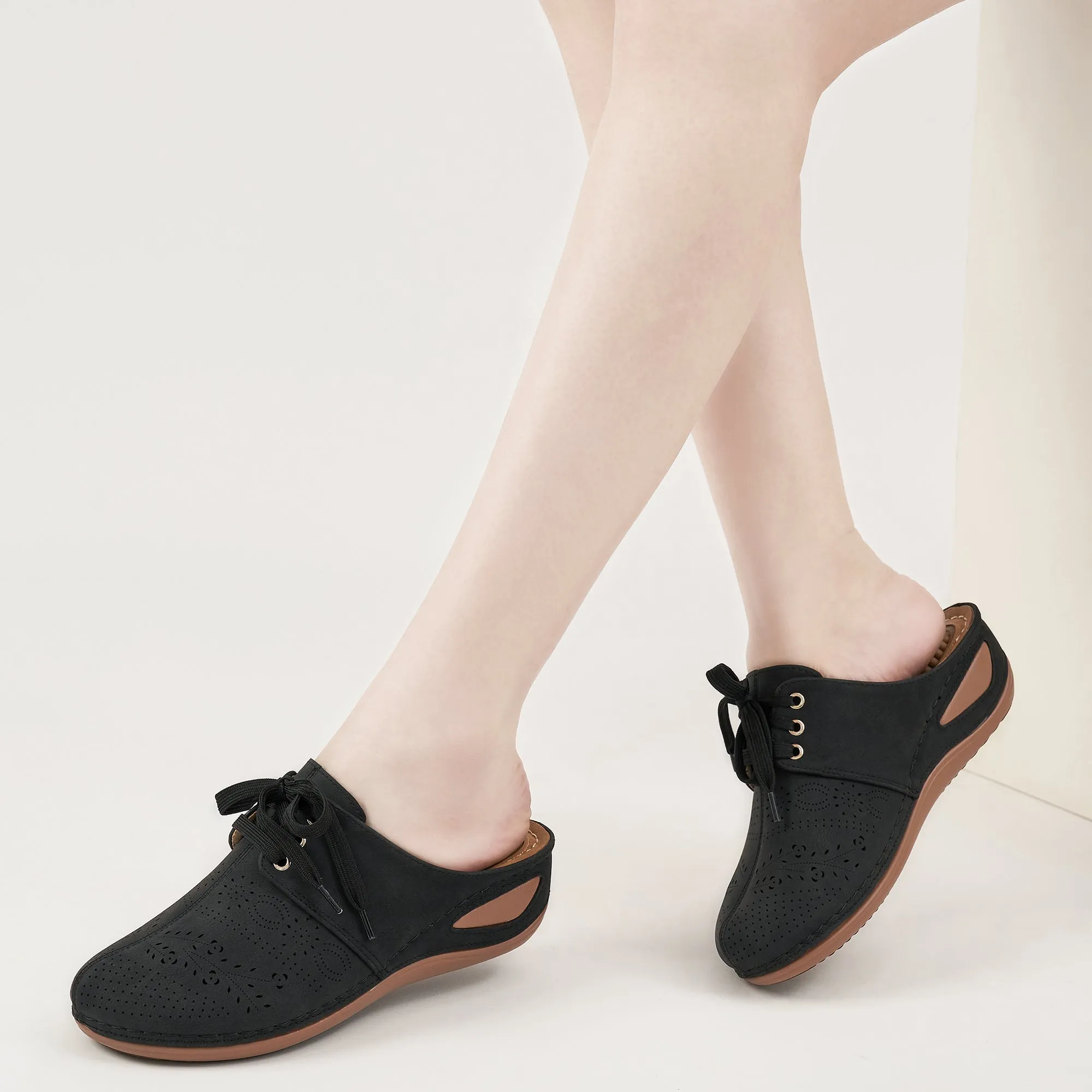 HARENC™Mules for Women Slip on Clogs Shoes Casual Summer Wedge Sandals Comfort Walking Mules