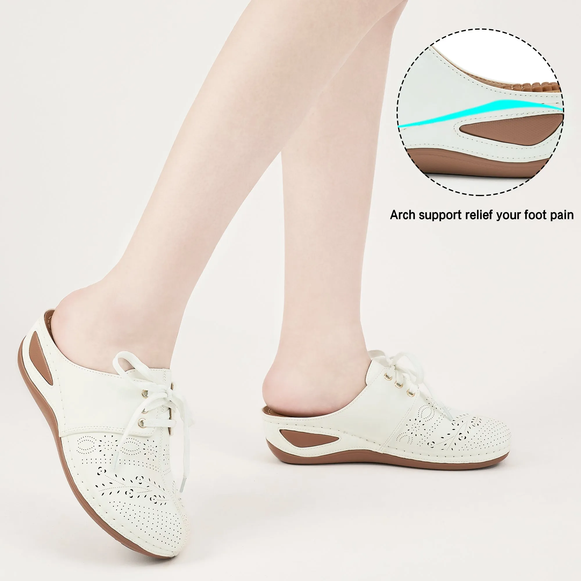 HARENC™Mules for Women Slip on Clogs Shoes Casual Summer Wedge Sandals Comfort Walking Mules