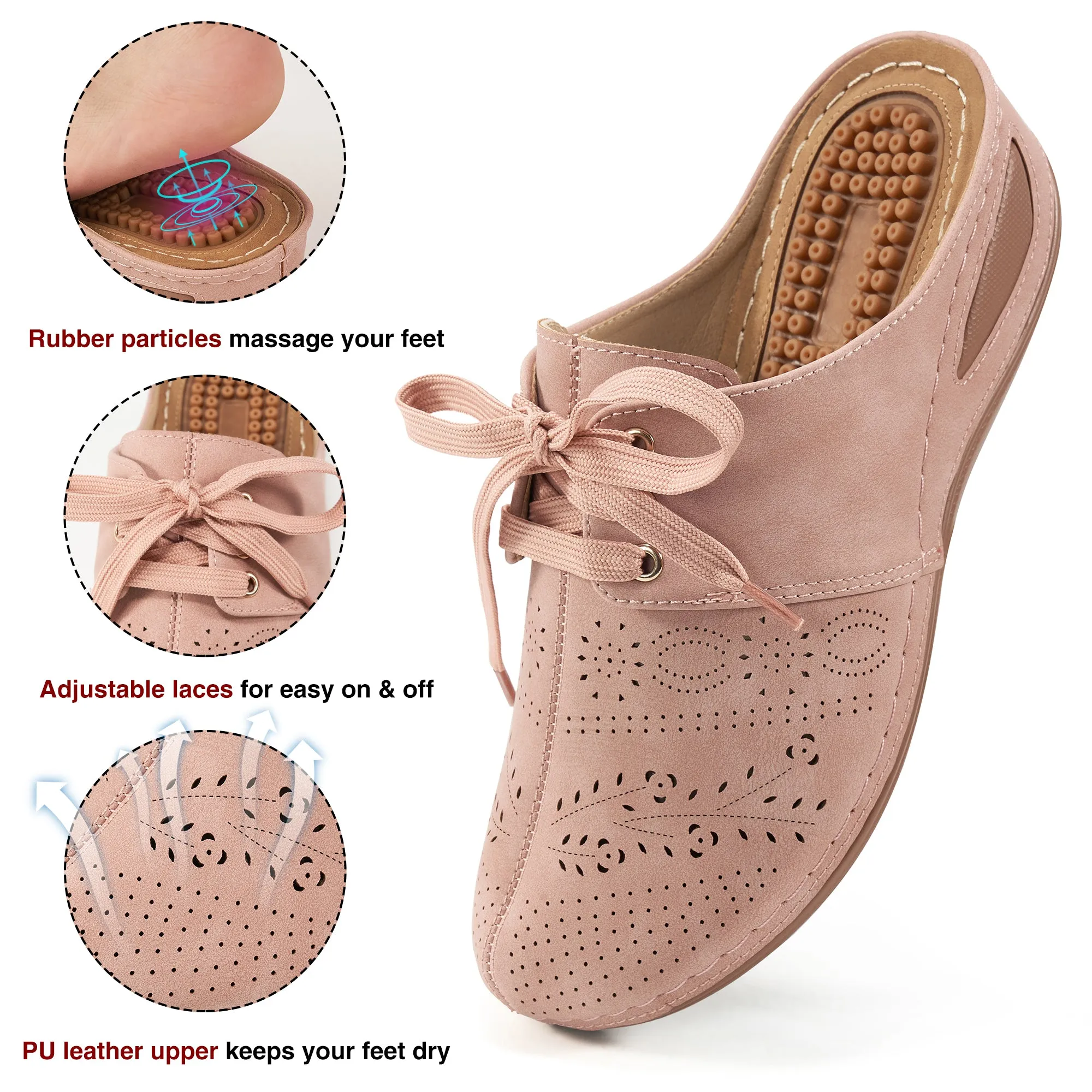 HARENC™Mules for Women Slip on Clogs Shoes Casual Summer Wedge Sandals Comfort Walking Mules