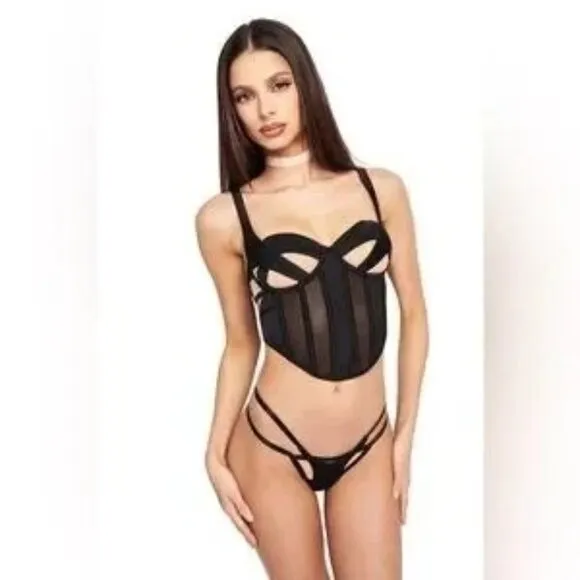 I.AM.GIA. ELOISE BUSTIER IN BLACK AND TAN