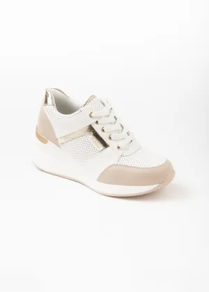 Iridescent lace-up wedge sneakers