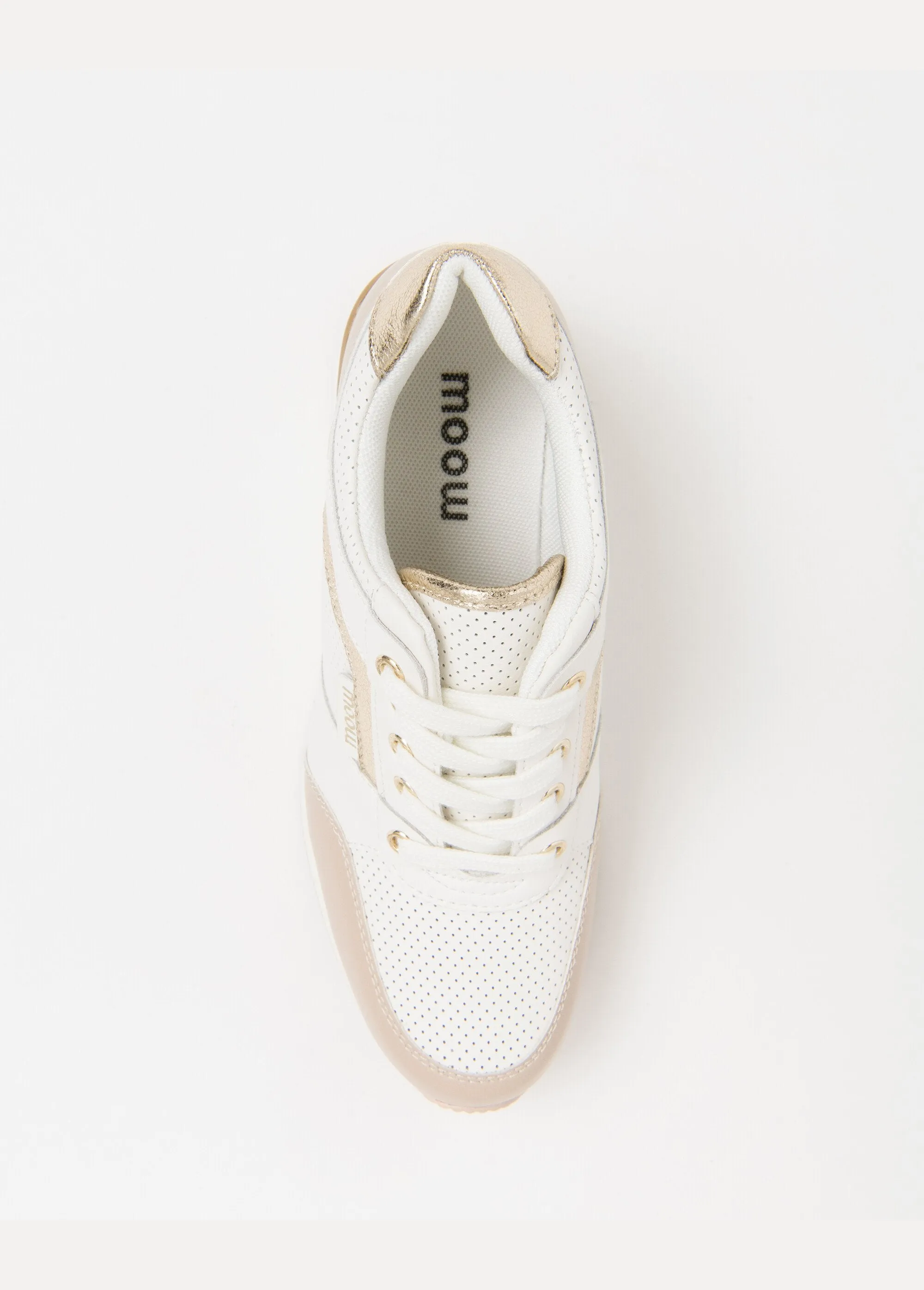 Iridescent lace-up wedge sneakers