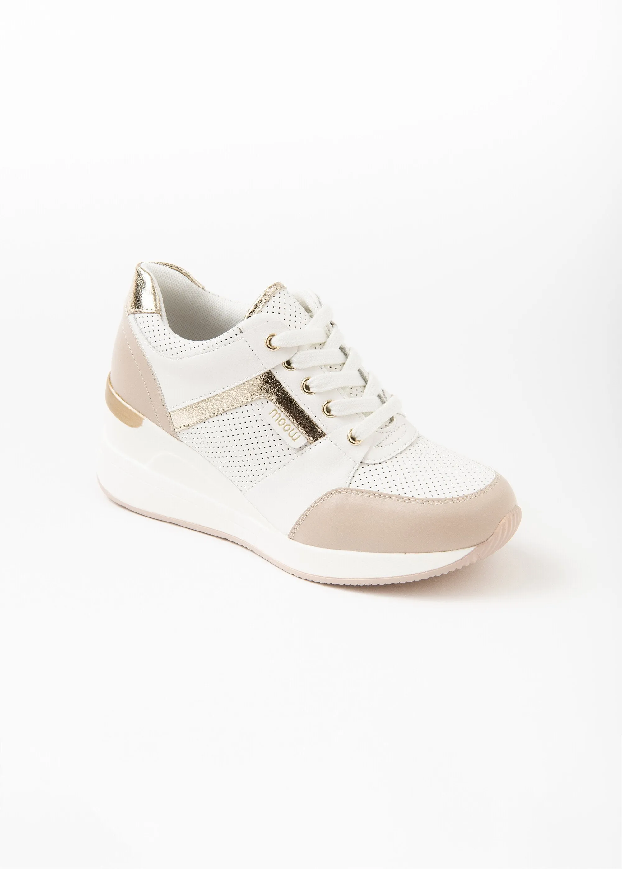 Iridescent lace-up wedge sneakers
