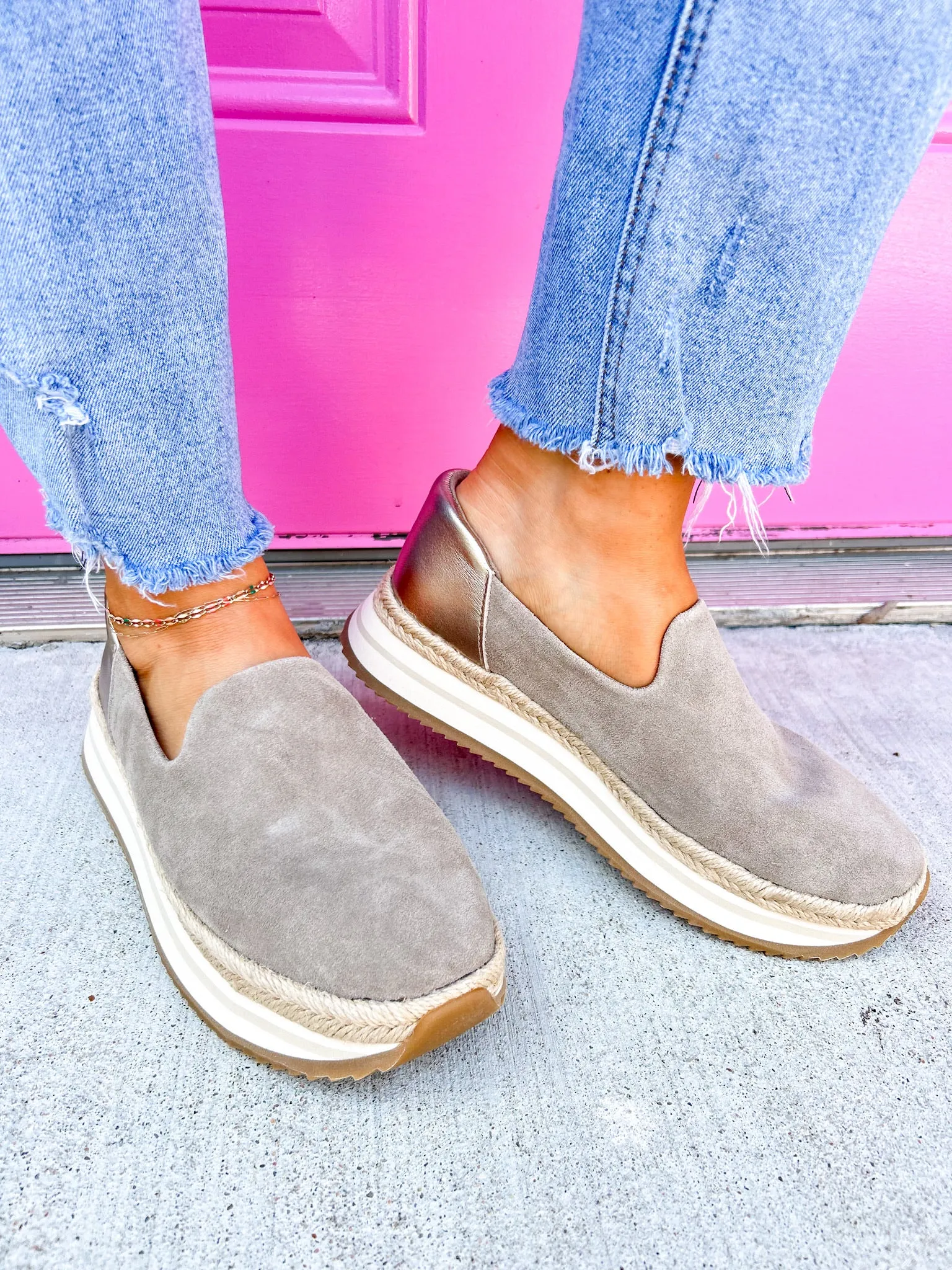 Jocelyn Taupe Metallic Suede Espadrille Sneaker